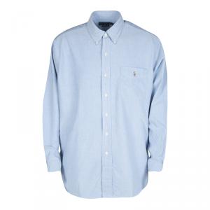 Pre Owned Ralph Lauren Blue Cotton Long Sleeve Button Down Classic Fit Oxford Shirt XXL