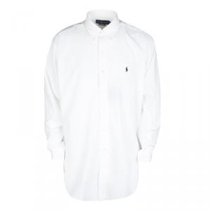 Pre Owned  Ralph Lauren White Cotton Long Sleeve Sueded Broadcloth Blake Shirt L