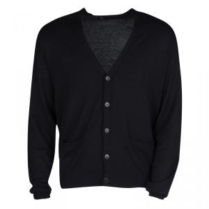Pre Owned Ralph Lauren Black Cashmere Long Sleeve Button Front Cardigan L