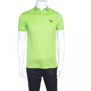 Pre Owned Ralph Lauren Lime Green Honeycomb Knit Short Sleeve Polo T-Shirt S