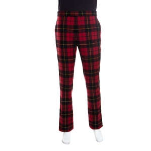 Ralph Lauren Red Tartan Cashmere Straight Fit Pants XXL
