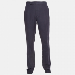 Ralph Lauren Purple Label Navy Blue Linen Blend Gregory FF Pants XL