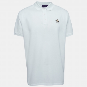 Ralph Lauren Purple Label White Cotton Pique Polo T-Shirt XL