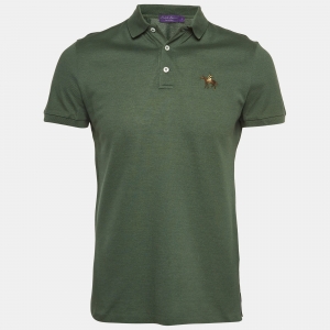 مملوكة مسبقًا Ralph Lauren Purple Label Olive Green Cotton Polo T-Shirt S