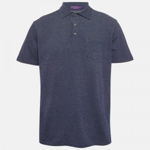 مملوكة مسبقًا تي شيرت بولو رالف لورين جيرسي أزرق كحلي مقاس كبير جدًا - إكس لارج