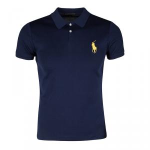 Pre Owned Ralph Lauren Navy Blue Logo Embroidered Slim Fit Polo T-Shirt L