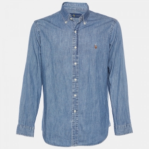 Pre Owned Ralph Lauren Blue Denim Button Front  Shirt L