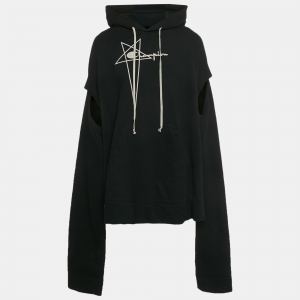 Pre Owned Rick Owens x Champion Black Cotton Oversized Sleeve Hoodie S