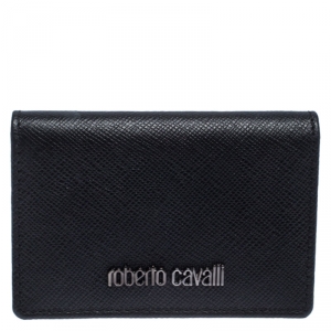 Roberto Cavalli Black Leather Card Holder