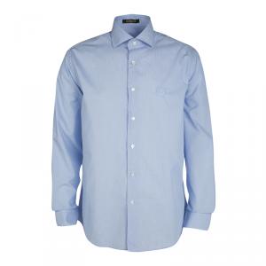 Roberto Cavalli Blue Cotton Long Sleeve Button Front Slim Fit Shirt XL