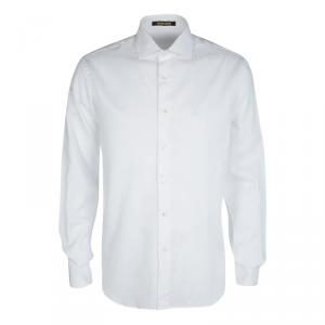 Roberto Cavalli White Cotton Jacquard Long Sleeve Regular Fit Shirt XL