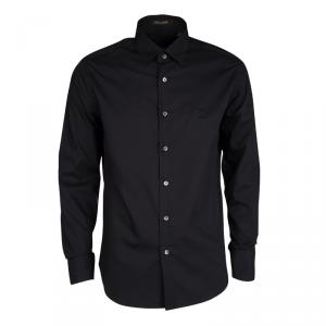 Roberto Cavalli Black Cotton Long Sleeve Button Front Slim Fit Shirt L