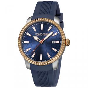 Roberto Cavalli Navy Rose Gold Plated Stainless Steel RV1G026P0041 Men's Wristwatch 42MM