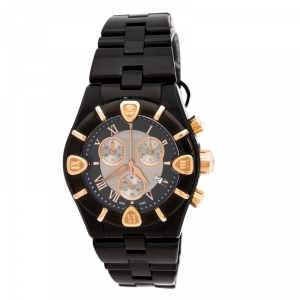 Roberto Cavalli Black PVD Coated Stainless Steel Diamond Time R7253616045 Chronograph Men's Wristwatch 41 mm
