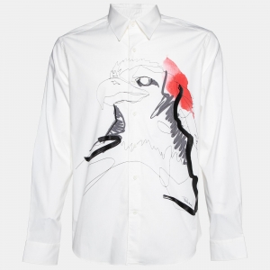Roberto cavalli White Bird Print Cotton Slim Fit Shirt XL
