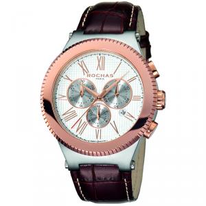 Rochas Silver Rose Gold Plated Stainless Steel RP1G003L0031 Men's Wristwatch 44MM