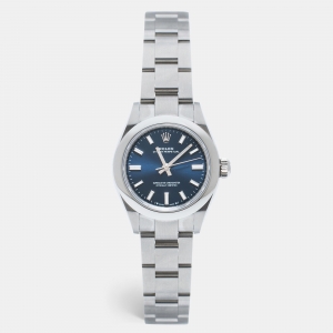 Pre Owned Rolex Blue Oystersteel Oyster Perpetual M276200-0003 Women's Wristwatch 28 mm