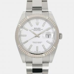 Rolex White 18k White Gold Stainless Steel Datejust 126334 Automatic Men's Wristwatch 41 mm