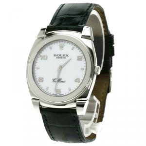 Rolex White Stainless Steel Cellini Men's Wristwatch 36MM