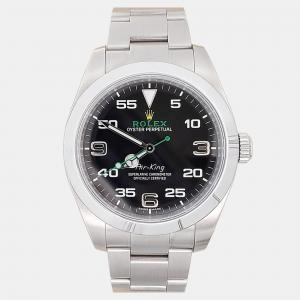 Pre Owned Rolex Air King 116900 Automatic Black Stainless Steel Men's Wristwatch 40 mm