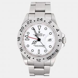 Pre Owned Rolex Explorer II 16570 Automatic White Stainless Steel Men's Wristwatch 40 mm