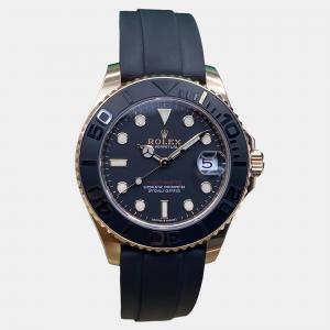 Pre Owned Rolex Yacht-Master 268655 Automatic Black Dial 18k Rose Gold Unisex Wristwatch 37mm