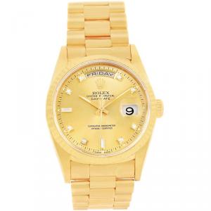 Pre Owned Rolex Champagne 18K Yellow Gold President Day-Date Men's Wristwatch 36MM