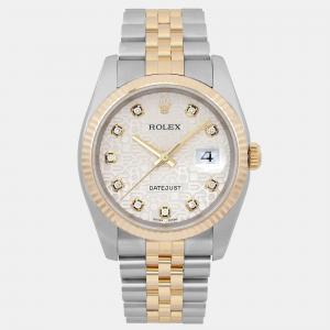 Pre Owned Rolex Datejust 116233 Silver Rose Gold, Stainless Steel, Diamond Automatic Men Wristwatch 36mm