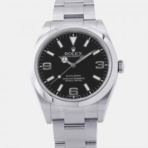 مملوكة مسبقًا Rolex Explorer 214270 Black Stainless Steel Automatic Men's Watches 39mm