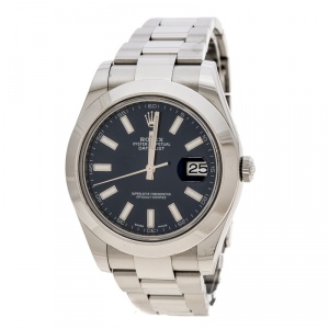 Rolex Blue Stainless Steel Oyster Perpetual Datejust II 116300 Men's Wristwatch 41 mm
