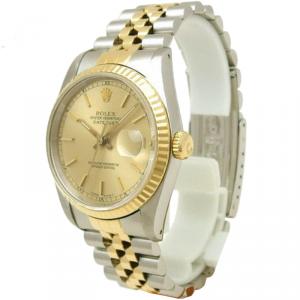Rolex Champagne 18K Yellow Gold and Stainless Steel Datejust Men's Wristwatch 35MM