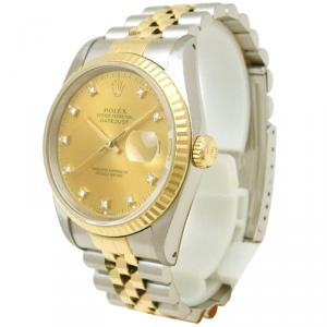 Rolex Champagne 18K Yellow Gold and Stainless Steel Datejust Men's Wristwatch 35MM