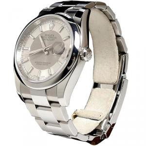 Pre Owned Rolex Silver Stainless Steel Datejust Men's Wristwatch 36MM
