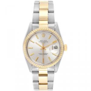 Rolex Silver 14K Yellow Gold and Stainless Steel Date Vintage 1505 Men's Wristwatch 34MM