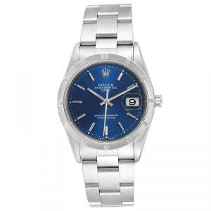 Rolex Blue Stainless Steel Date Automatic 15210 Men's Wriswatch 34 MM