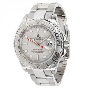 Rolex Grey Stainless Steel and Platinum Yachtmaster 16622 Men's Wristwatch 40MM