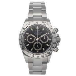 Pre Owned Rolex Black Stainless Steel Daytona 116520 Men's Wristwatch 40 mm