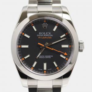 Rolex Silver Stainless Steel Milgauss Automatic Men's Wristwatch 40 mm