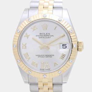 Rolex Silver 18k Yellow Gold Stainless Steel Datejust 178313 Automatic Men's Wristwatch 31 mm