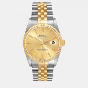 Rolex Datejust Steel Yellow Gold Champagne Dial Men's Watch 36 mm