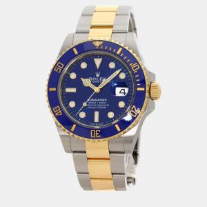 Rolex Blue 18k Yellow Gold Stainless Steel Submariner 126613LB Automatic Men's Wristwatch 41 mm