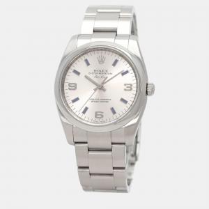 Rolex Silver Stainless Steel Air-King 114200 Automatic Men's Wristwatch 34 mm