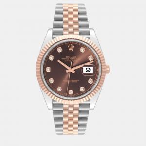 Rolex Datejust Steel Rose Gold Chocolate Dial Men's Watch 41 mm