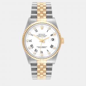 Rolex Datejust Steel Yellow Gold White Diamond Dial Men's Watch 36 mm
