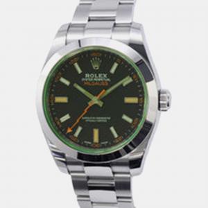 Rolex Black Stainless Steel Milgauss 116400GV Automatic Men's Wristwatch 40 mm