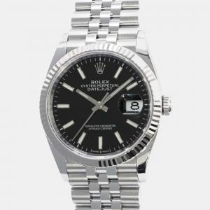 Rolex Black Stainless Steel Datejust 126234 Automatic Men's Wristwatch 36 mm