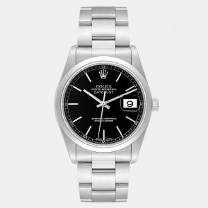 Rolex Datejust Black Dial Smooth Bezel Steel Men's Watch 36 mm