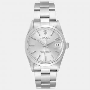 Rolex Date Silver Dial Smooth Bezel Steel Men's Watch 34 mm