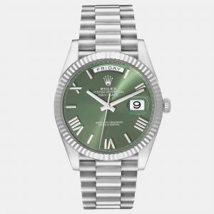 Rolex President Day-Date Green Dial White Gold Men's Watch 40 mm