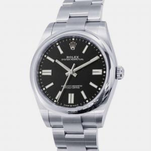 Rolex Black Stainless Steel Oyster Perpetual 124300 Automatic Men's Wristwatch 41 mm